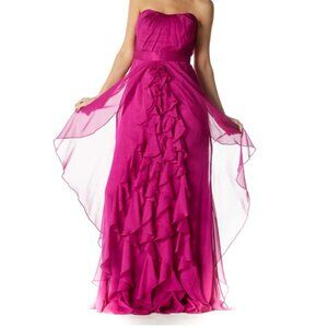 Strapless Ruffle Chiffon Gown